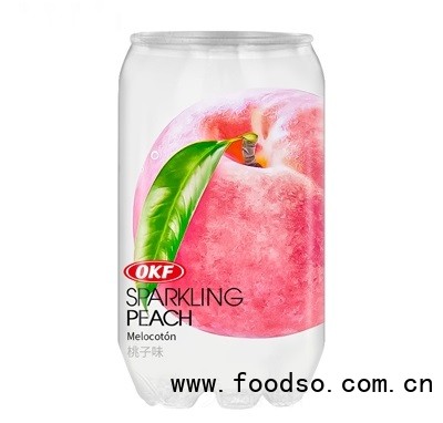 OKF水果味桃子味350ml氣泡水碳酸飲料網紅汽水飲品